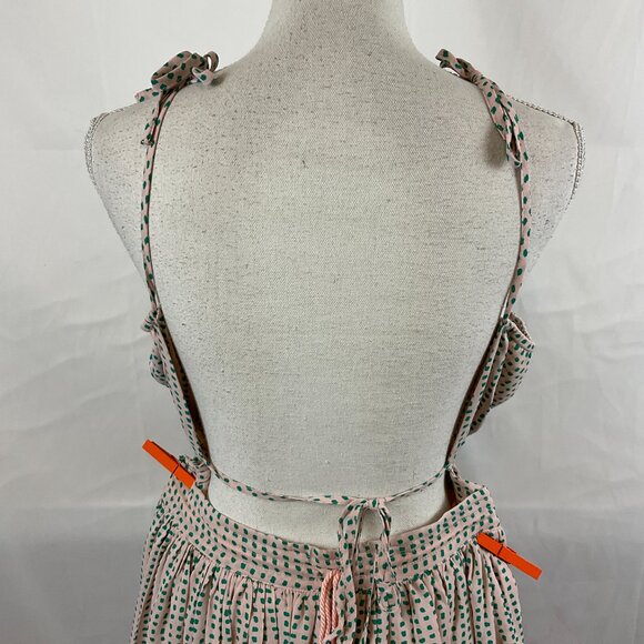 Reset Halter Dress M Pale Pink Green Dotted Ruffle Full Skirt New NWT - Picture 10 of 13